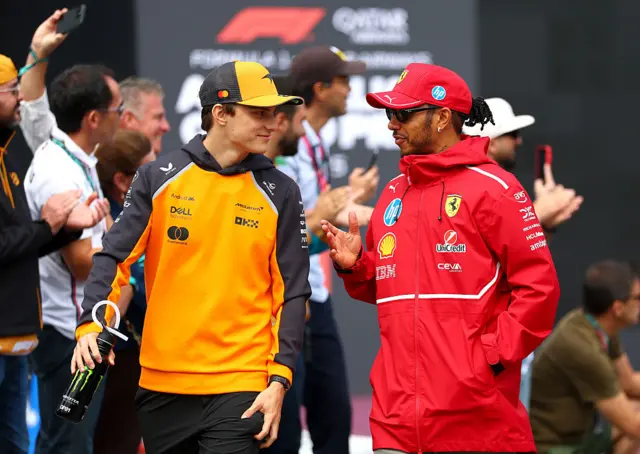 Oscar Piastri and Lewis Hamilton