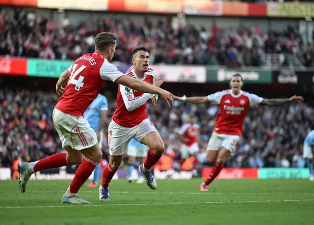 Gabriel Martinelli celebrates scoring