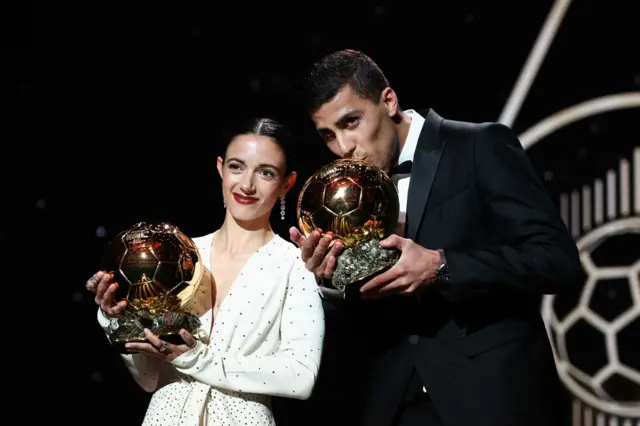 Rodri and Bonmati pose with the top prizes last year