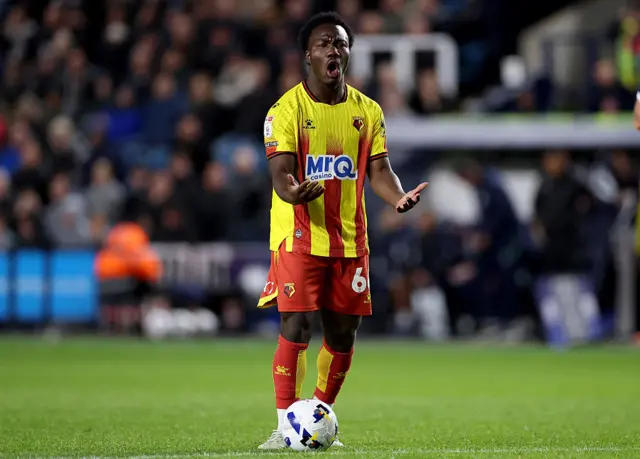 Nestory Irankunda of Watford reacts