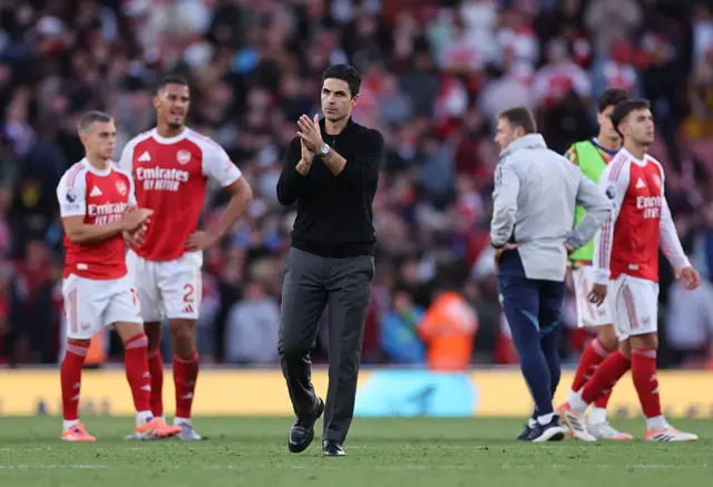 Mikel Arteta at the end of Sunday's draw at home to Manchester City