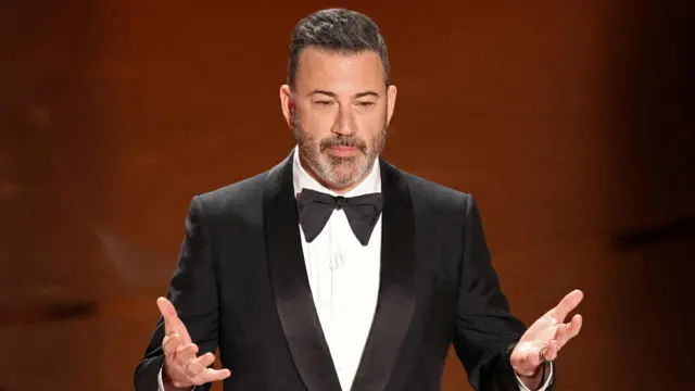 Show host Jimmy Kimmel delivers his opening monologue at the 96th Academy Awards in Hollywood, Los Angeles, California