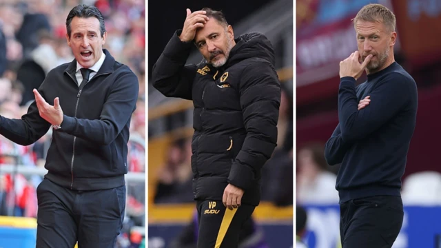 A graphic of Unai Emery, Vitor Pereira and Graham Potter