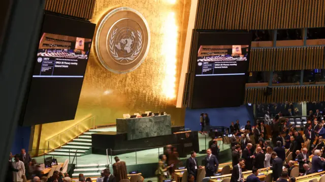 Delegates gather in the General Assembly Hall