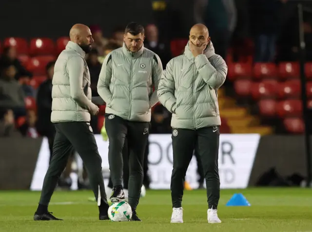 Chelsea manager Enzo Maresca reacts during the warm up