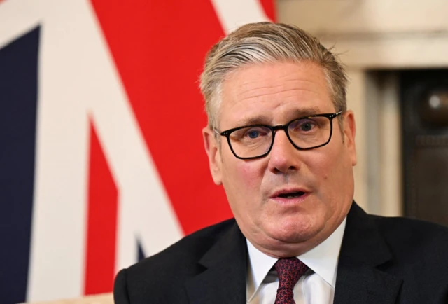 British Prime Minister Keir Starmer attends a meeting with some of the Hillsborough families in 10 Downing Street in London