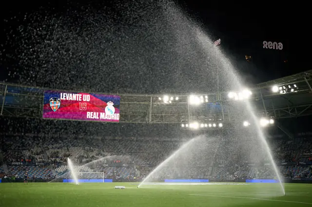Sprinkers on at Levante's ground
