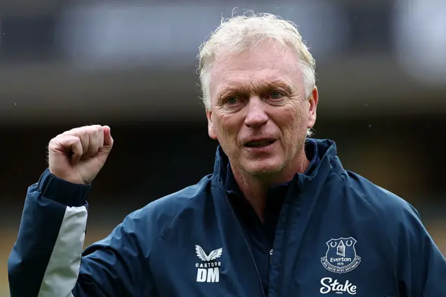 David Moyes with a celebratory fist in the air