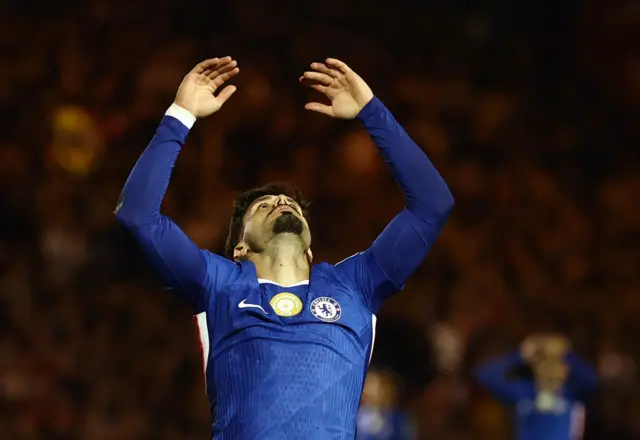 Neto looks to the heavens after missing