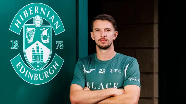 Hibernian midfielder Dan Barlaser