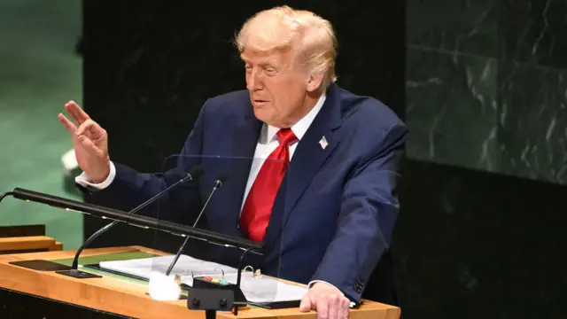 President Donald Trump speaks during the General Debate