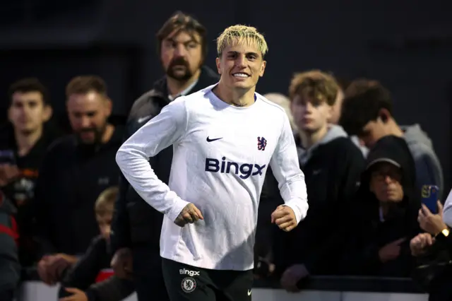 Garnacho warms up