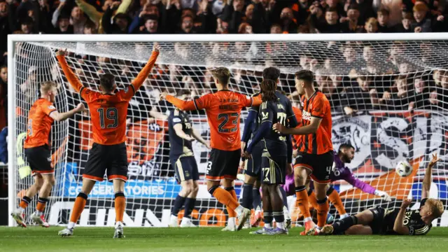Dundee United's Bert Esselink scores against Aberdeen