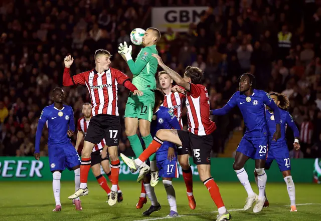 Jorgensen catches the ball under pressure