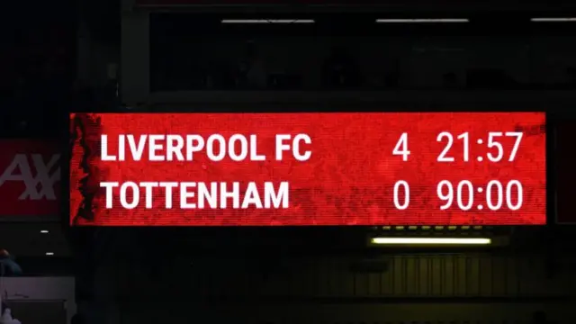 Liverpool scoreboard after beating Tottenham in EFL Cup semi-finals