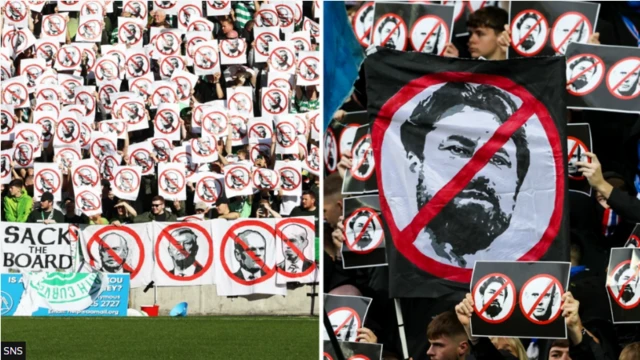 Celtic and Rangers fans stage protests against their respective clubs