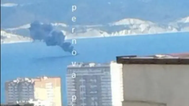Smoke can be seen in this screengrab from what appears to be an exploding naval drone
