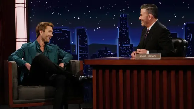 Glen Powell and Jimmy Kimmel on Jimmy Kimmel Live!
