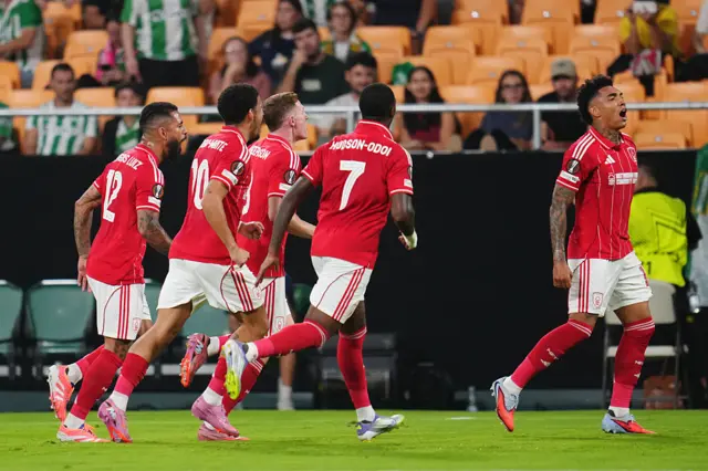 Igor Jesus celebrates a goal