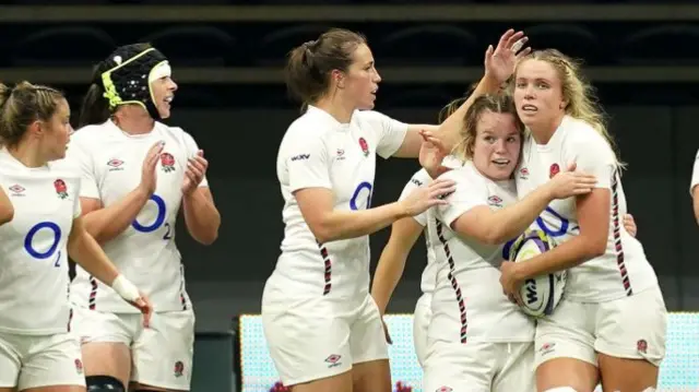 Zoe Aldcroft scores for England