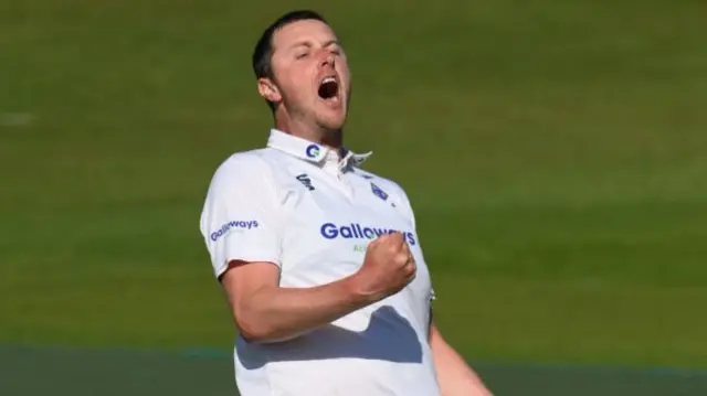 Ollie Robinson celebrates a wicket