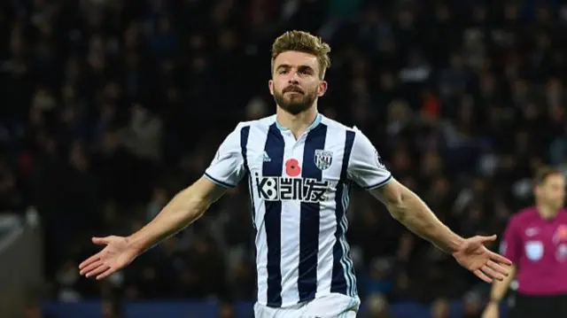 James Morrison scoring for West Brom against Leicester in 2016