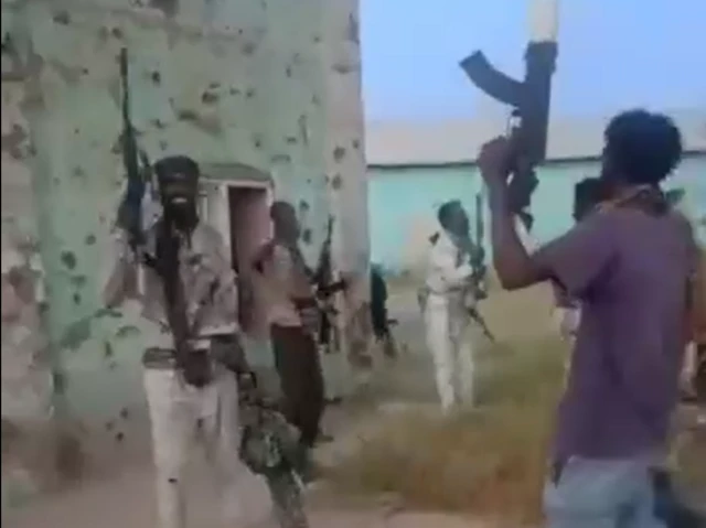 A screengrab showing RSF fighters apparently celebrating their progress