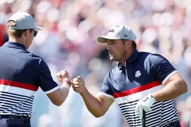 Bryson DeChambeau in the Friday Fourballs at the 2025 Ryder Cup on Day One