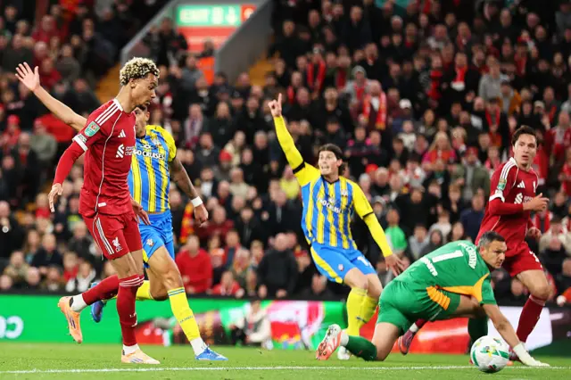 Hugo Ekitike scores for Liverpool against Southampton