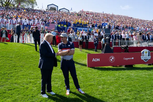 Donald Trump speaking to Keegan Bradley