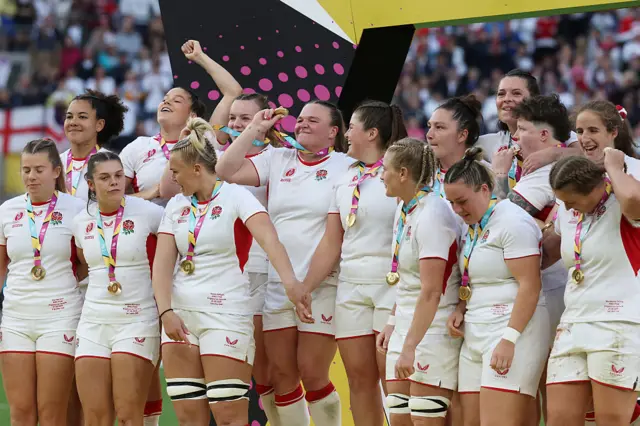 England with their winners medals