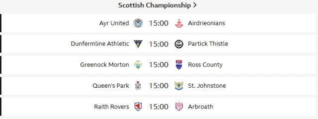 Championship fixtures