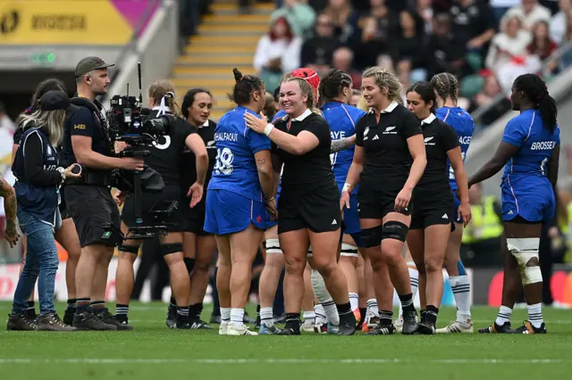 Players congratulating each other