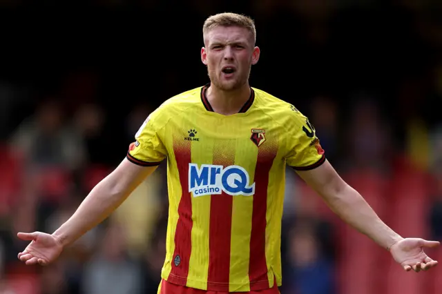 Mattie Pollock of Watford reacts