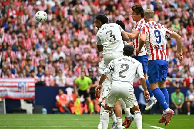 Le Normand scores for Atletico with a header
