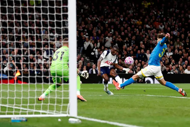 Mohammed Kudus shoots to score a goal which is disallowed