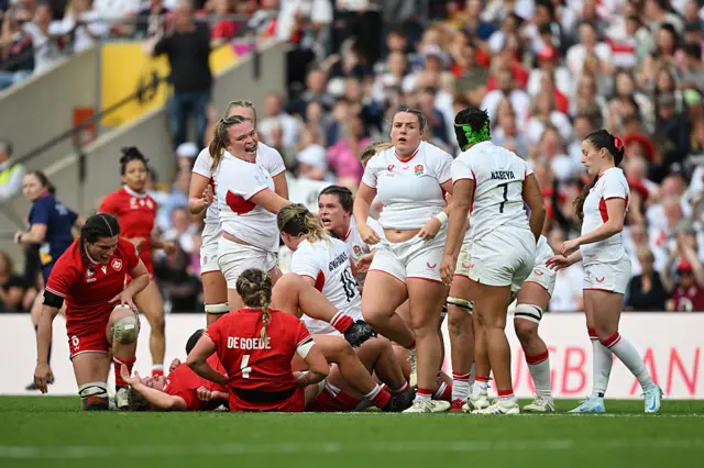 England forwards celebrate