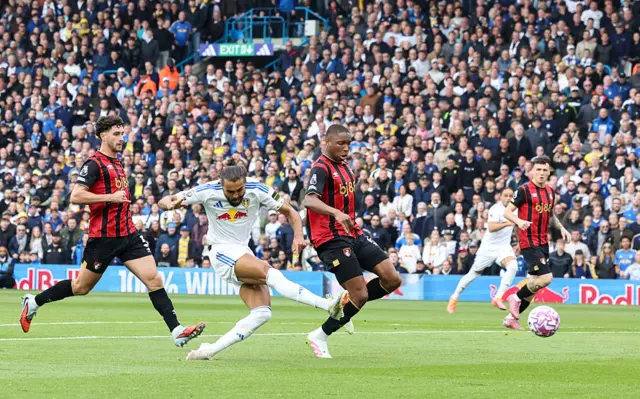 Leeds United's Dominic Calvert-Lewin has an early chance