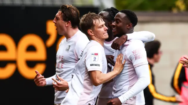 Plymouth's Owen Oseni celebrates scoring at Burton