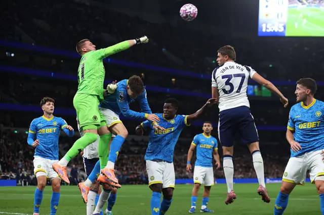 Wolverhampton Wanderers goalkeeper Sam Johnstone punches the ball clear