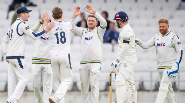 Yorkshire celebrate a wicket