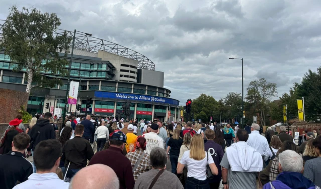 Fans walking