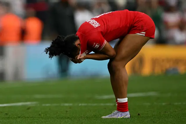 Canada's wing Asia Hogan-Rochester reacts