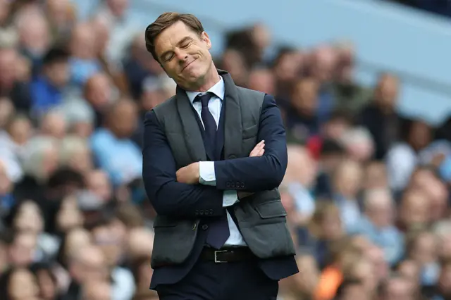 Scott Parker reacts on the touchline