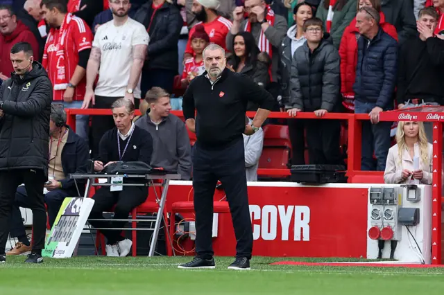 Ange Postecoglou, Manager of Nottingham Forest, looks on during the Premier League match between Nottingham Forest and Sunderland at City Ground on September 27, 2025 in Nottingham, England. (