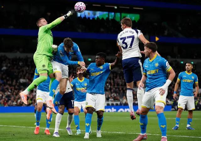 Wolverhampton Wanderers' English goalkeeper #31 Sam Johnston punches the ball away