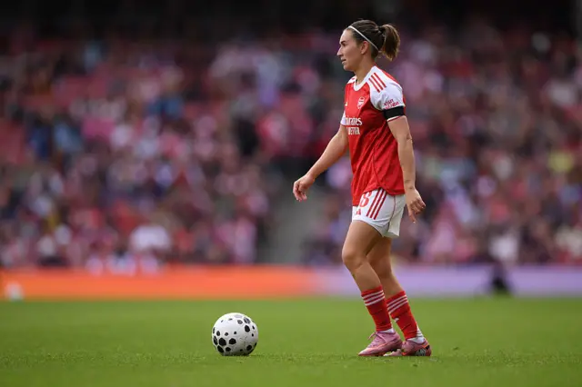 Mariona Caldentey of Arsenal looks on during the Barclays Women's Super League match between Arsenal and Aston Villa at Emirates Stadium on September 27, 2025 in London, England.