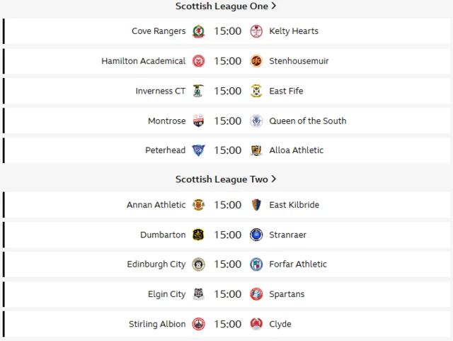 League 1 & League 2 fixtures