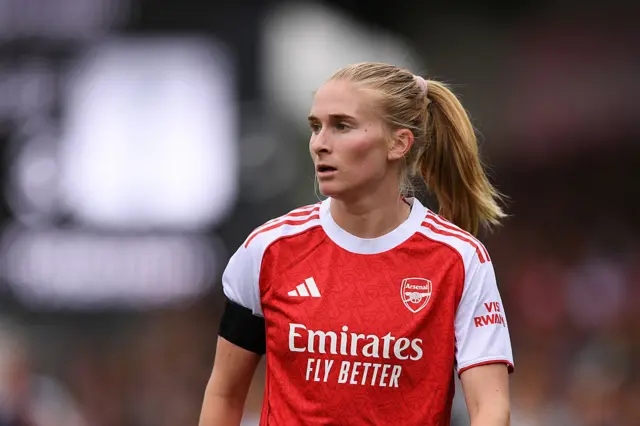 Jenna Nighswonger of Arsenal during the Pre-Season Friendly match between Arsenal Women and Tottenham Hotspur Women at Meadow Park on August 23, 2025 in Borehamwood, England.