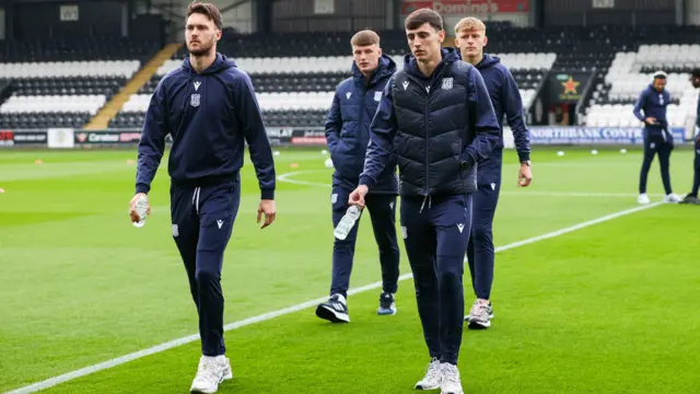 Dundee players at St Mirren's stadium